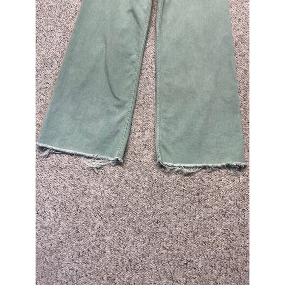 Zara The Marine High-Rise Straight Wide Leg Raw Hem Lime Green 4 - Picture 6 of 10